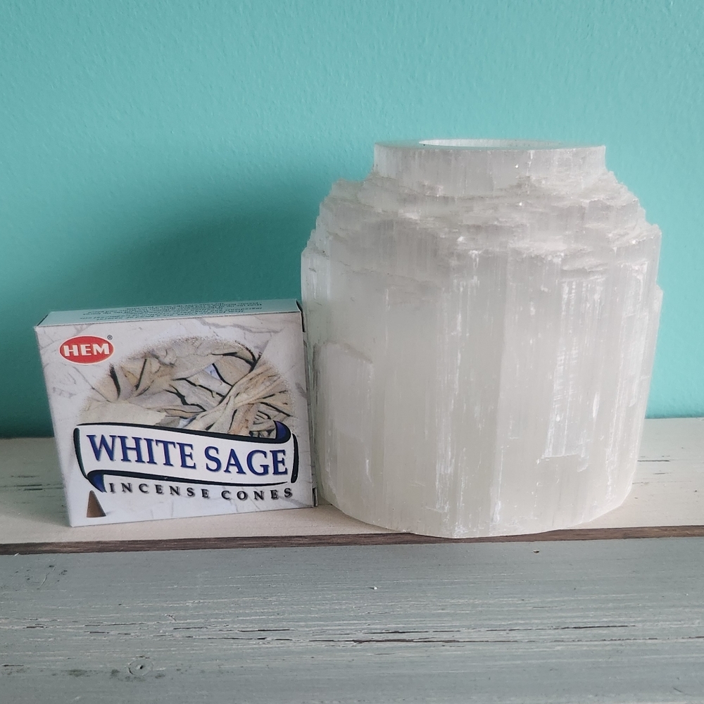 COPY - Selenite Crystal Tea Light Candle  Holder